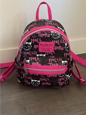 Loungefly Batman Returns Black and Hot Pink Kids Mini Backpack